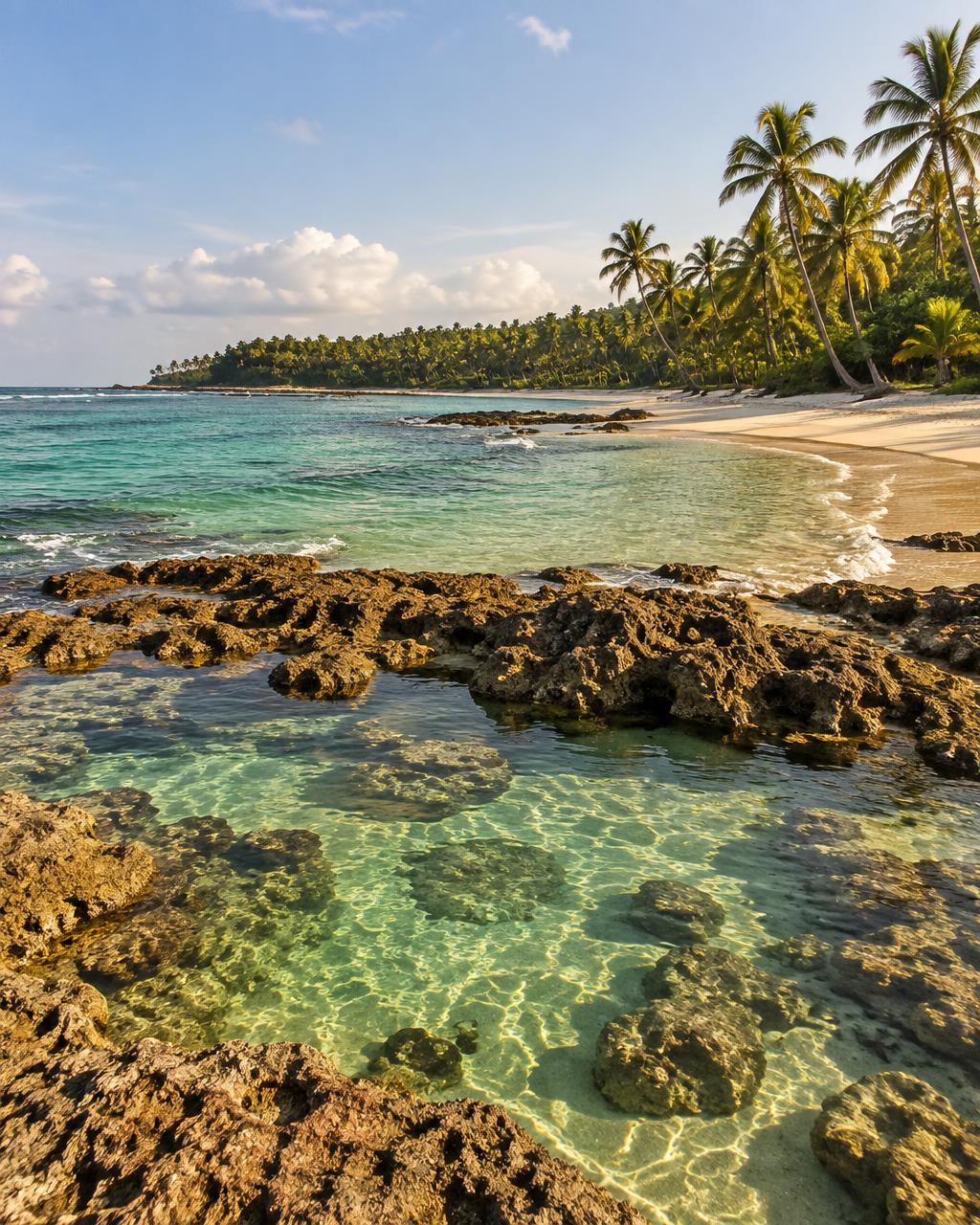 Piscinas naturais e coqueiros em Boipeba